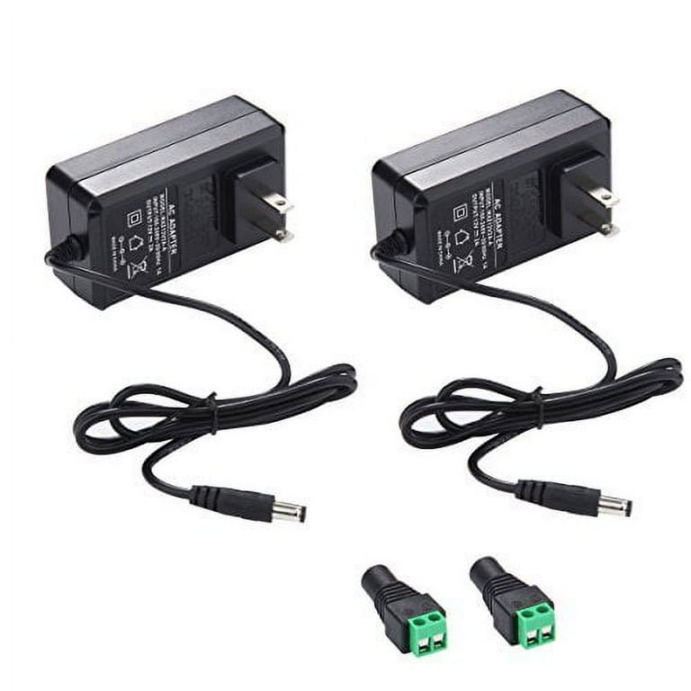 12V 2A Power Supply AC Adapter, AC 100-240V to DC 12 Volt Transformers,  2.1mm X 5.5mm Wall Plug (12 Volt - 2amp - 2pack)