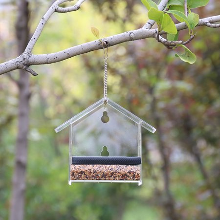 Bird Feeder House Window Bird Feed Box Hanging Parrot Food Feeder