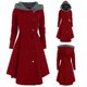thumbnail image 1 of Womens Halloween Costumes 2024 Cosplay Gothic Dresses Women's Plus Size Long Sleeve Long Wool Hooded Collar Single Button Asymmetrical Skirt Coat Cloak Top Coat, 1 of 5