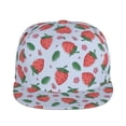 thumbnail image 2 of Daiia Strawberries print Flat Bill Hats Flat Brim Trucker Cap Baseball Cap Adjustable Classic Low Profile Hat Unconstructed Plain Cap, 2 of 9