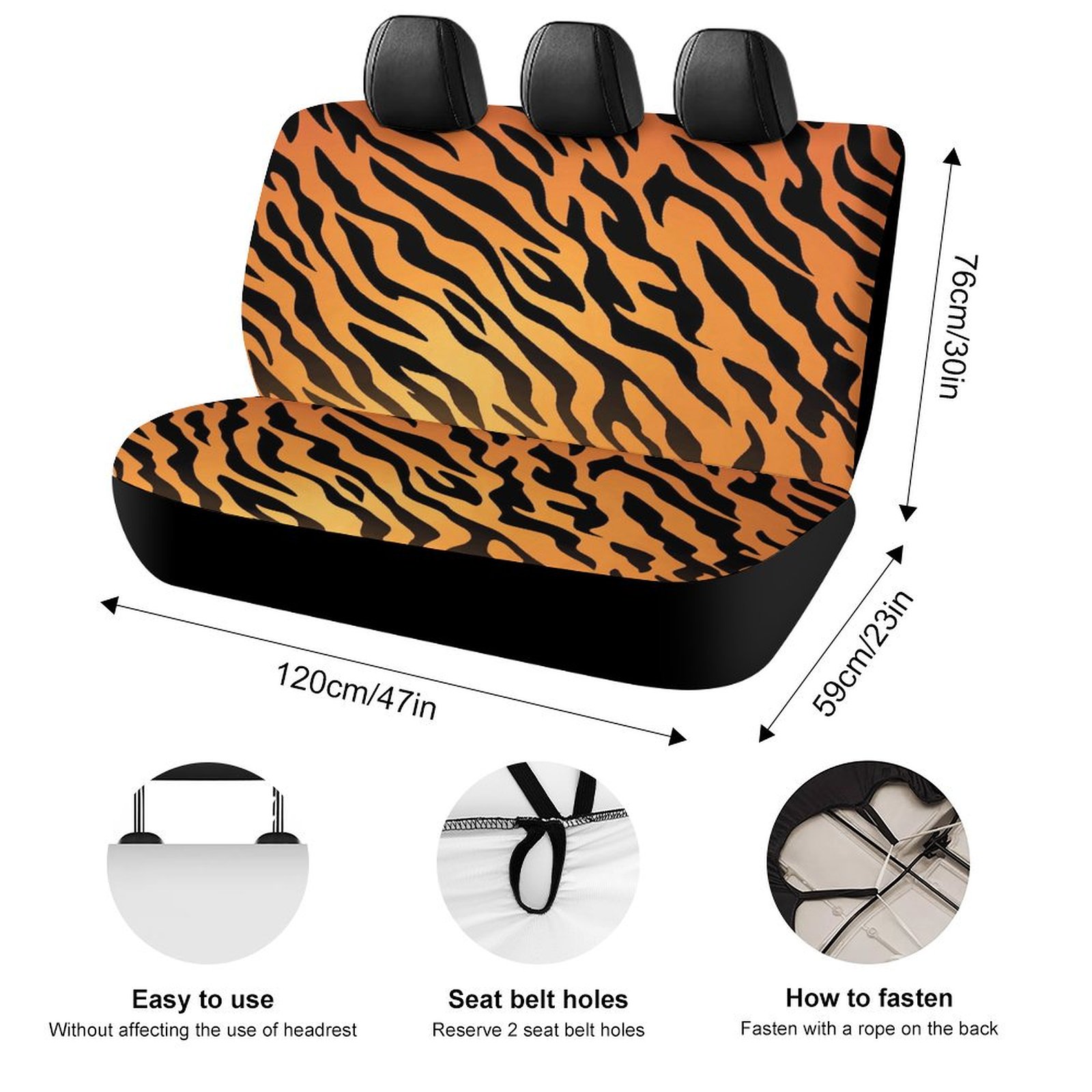Animal Print Patterns Printed Universal Back Bench Car Seat Cover Pack of 2 Rear Seat Covers for for Most Cars,Trucks,SUVs Or Van
