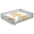thumbnail image 1 of Costway Queen Size Floor Bed with Full Length Safety Guardrails & Door for Boys, Girls Gray, 1 of 10