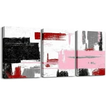 Hieng Pink Grey Canvas Wall Art for Living Room Modern Stripes Decor Abstract Office Painting Pictures Artwork for Room Posters （Only canvas）
