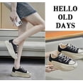 thumbnail image 5 of Platform Sneakers High Heel Sneakers for Women Wedge Sneakers Leather Upper Fashion Lace up Sneakers Increasing 1.78 inch, 5 of 12
