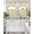 thumbnail image 4 of Sunflower Swag Curtains for Living Room/Bedroom Windows, Yellow Spring Watercolor Floral White Kitchen Curtains and Valances Set 36 Inch Length, Light Filtering Swags Valance Curtain Panels, 4 of 5