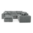 thumbnail image 4 of 107" Modern Boucle L-Shaped Sectional Sofa with Moveable Ottoman for Living Room, Comfy Cloud Couch with Pillows, Diy Combination (Gray), 4 of 11