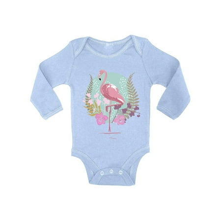 

Awkward Styles Flamingo and Orchids Baby Bodysuit Long Sleeve Pink Flamingo Romper for Boys Summer One Piece for Girls Flamingo Romper for Children Nice Flamingo Gifts for Little One Summer Clothing