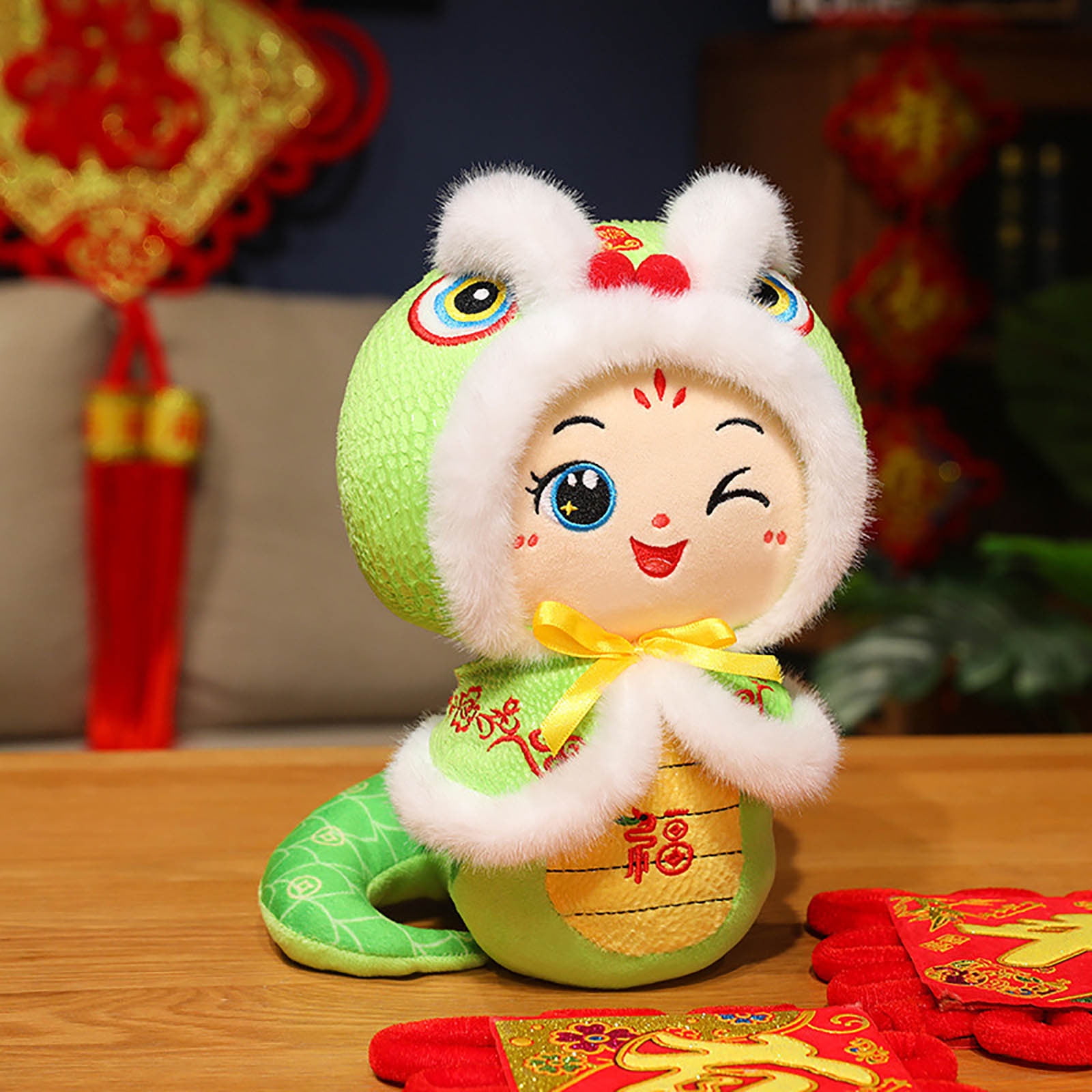Pxyqht Cute Snake Year Doll Plush Toy for Babies,Auspicious Gift with Good Meaning for Newborns,Soft Cloth Doll for Decor and Playtime,Ideal Photography Prop