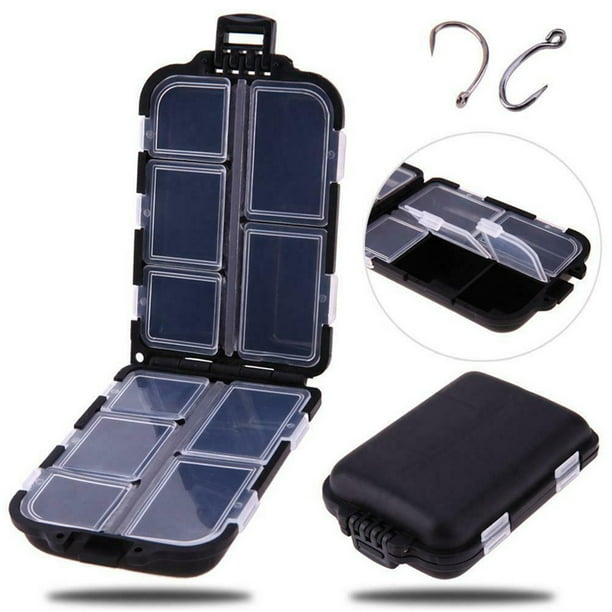 Caja de almacenamiento para anzuelos de pesca con 10 compartimentos | Organizador de aparejos de plástico ABS para señuelos, cebos y eslabones giratorios | Diseño portátil e impermeable | 10 x 6,5 x