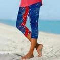 thumbnail image 3 of qelini American Flag Leggings for Women Plus Size Independence Day Capris Pants Elastic Waist Print Ankle Pants, 3 of 5