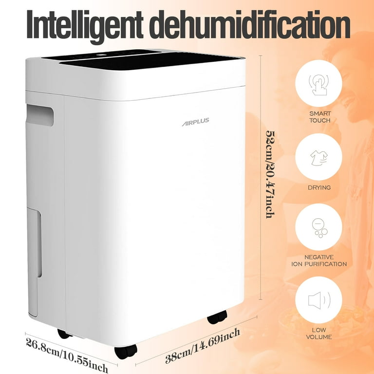 AIRPLUS Dehumidifier, 18.73 Pints/Day, Drain Hose, Intelligent