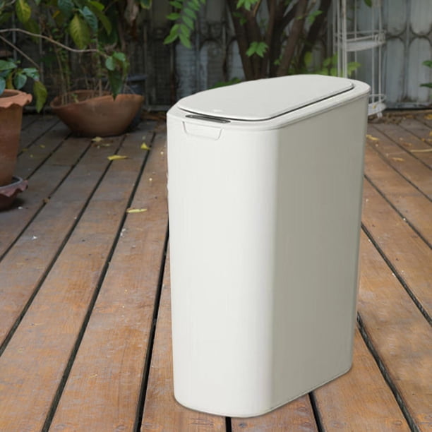 Cubo de basura con detección inteligente, cubos de basura delgados impermeables, cubo de basura automático sellado para cocina, oficina, sala de estar carga blanca 13L