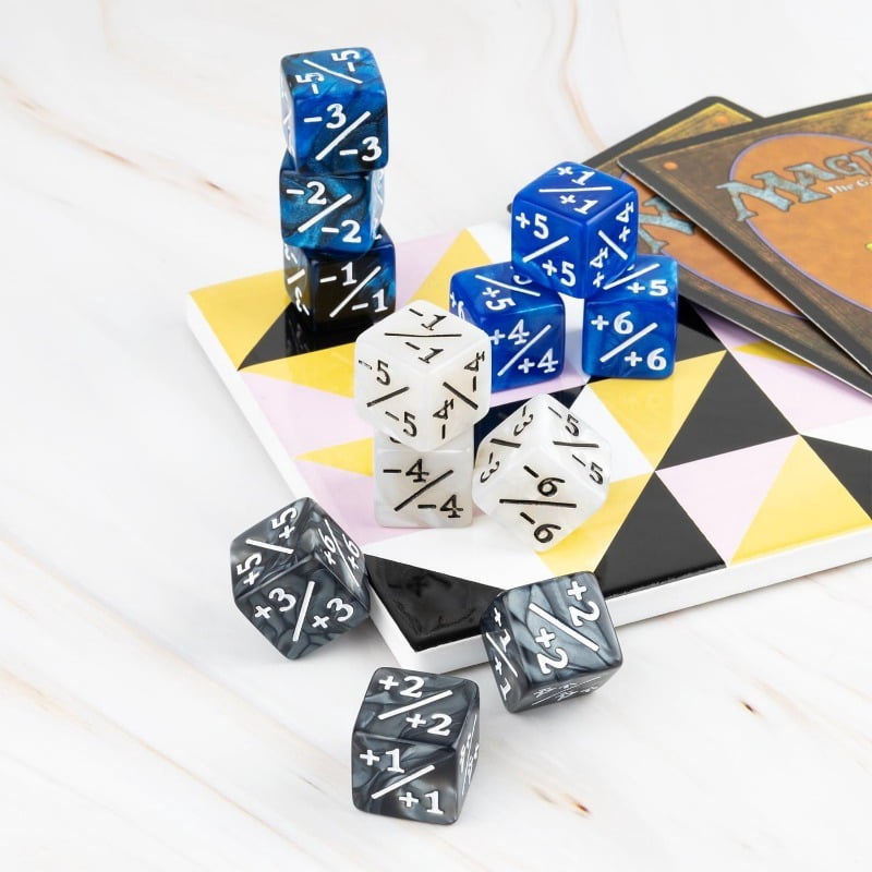 48pcs MTG Counter Dice Set 12mm/0.47inch 6-Sided +1/-1 Tokens Dice with Drawstring Bag for Magic: The Gathering, TCG, and Card Games Accessories, Magic Gathering Dice