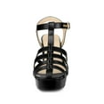 thumbnail image 5 of BLISSFUL STEP Women's Platform Square Toe T-Strap Block Heel Sandals Black 7, 5 of 6