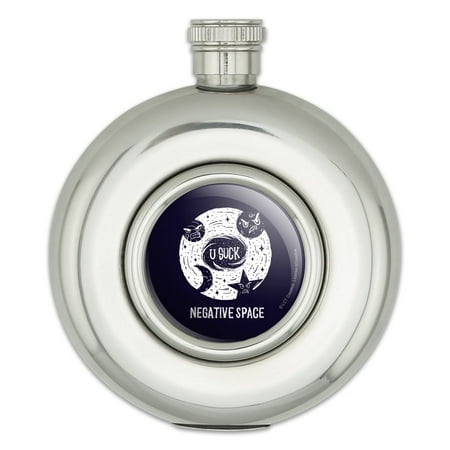 

Negative Space Black Hole Funny Humor Round Stainless Steel 5oz Hip Drink Flask