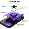 thumbnail image 4 of iPhone XR Case with Sliding Camera Cover and Card Holder,Heavy Duty Protective iPhone XR Case with Ring Magnetic Kickstand Phone Case for iPhone XR 6.1''(Purple), 4 of 14