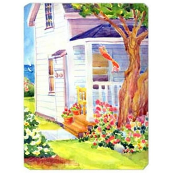 Carolines Treasures  White Cottage House at the lake Or Beach Mouse Pad