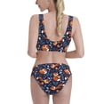 thumbnail image 3 of Daiia Cute Foxes printed 2 piece Swimsuit Bikinis for Women High Waisted Racerback Bathing Suits Summer Tummy Control Scoop Neck Swimwear-Small, 3 of 8