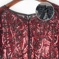 thumbnail image 3 of Raenseen Boléros Vintage à Paillettes pour Femmes, Cardigan à Paillettes pour Robe de Soirée, Cape de Couverture, Noir Rouge, Taille Unique, 3 of 5