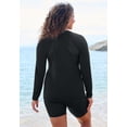 thumbnail image 2 of Swim 365 Women's Plus Size Chlorine Resistant Long-Sleeve Colorblock Swim Tee, 2 of 4