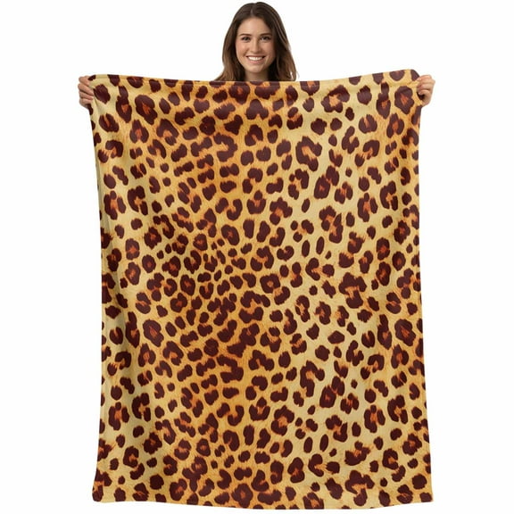 Flannel Fleece Throw Blanket Leopard Print Animal Skin Texture Lightweight Soft Plush Blankets,Wild Style Cozy Warm Throw Blanket for Couch Sofa Bed Car Office All Season Use 40x50in