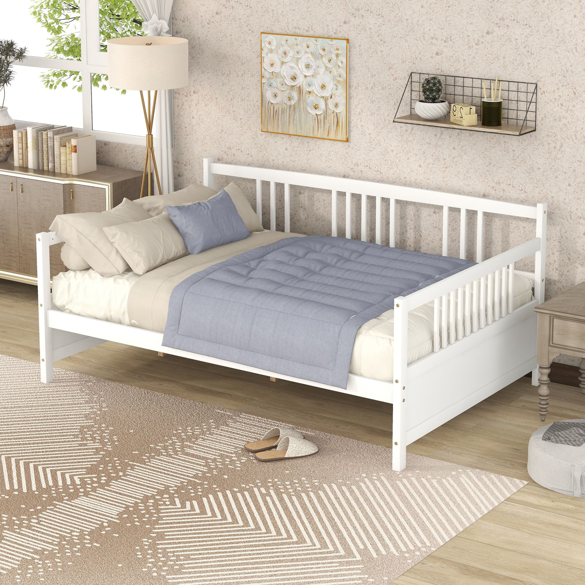 Aukfa Daybed, Full Size Solid Wood Bed Frame - White - Walmart.com