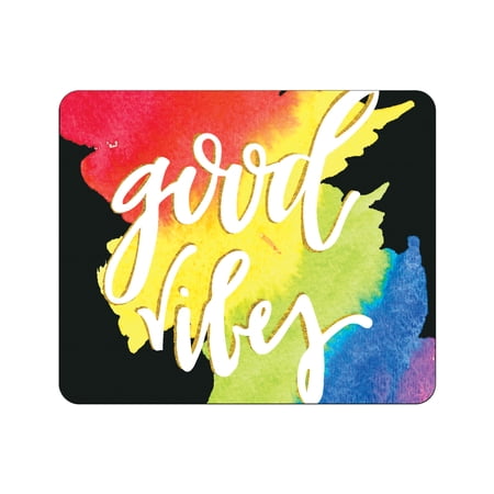 UPC: 0731969606520 | OTM Prints Black Mouse Pad  Good Vibes Rainbow
