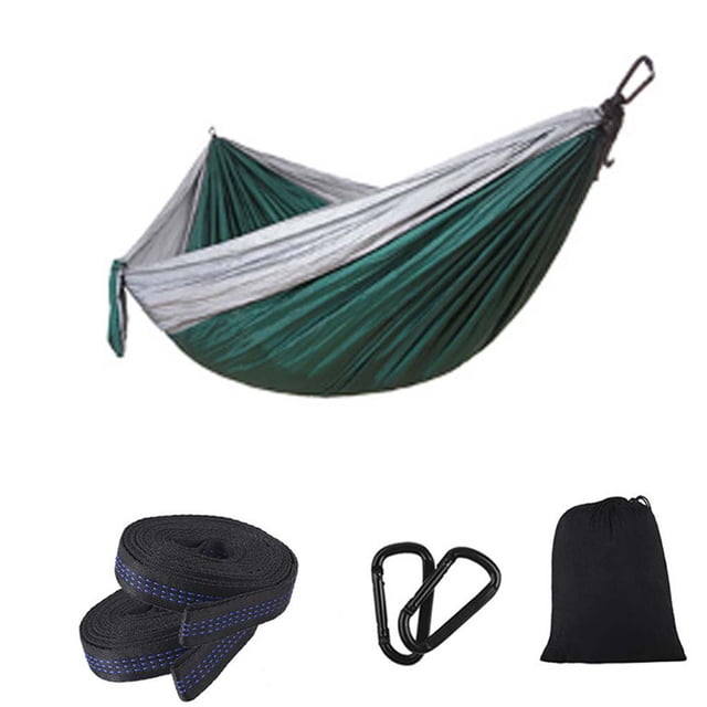 Soidarity Tela de paracaídas para acampar, columpio antivuelco, cama colgante, hamaca portátil para exteriores para parejas, silla colgante para dormir carpas Gris+Verde oscuro Soidarity HW5386-02