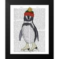thumbnail image 2 of Fab Funky 12x14 Black Modern Framed Museum Art Print Titled - Penguin Ice Skating Book Print, 2 of 5