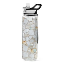 White Marble 32oz Sports Water Bottles Leakproof Tritan Bottle with Straw BPA Free Clear Bottle for Fitness Gym Outdoor Cycling