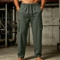 thumbnail image 2 of Men's Outdoor Cargo Pants Lightweight Quick Dry Utility Pants Loose Fit Straight Leg Elastic Waist with Zipper Pockets for Work Hiking, Army Green, XXL, 2 of 5