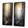 thumbnail image 3 of Designart "Forest Tree Monochrome Moonlit Forms II" Art Mural Encadré Monochrome Ensemble de 2 - Toile Encadrée Florale Dorée pour Décoration de Salon, 3 of 6