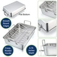 thumbnail image 4 of 15¼" Roaster Roasting Pan with Baking Rack and V-Shaped Rack, P&P CHEF Stainless Steel Rectangular Lasagna Pan with Handles for Turkey Chicken, Heavy Duty & Healthy & Dishwasher Safe, 3 Pieces, 4 of 7
