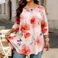 thumbnail image 7 of Craaazy Women's Plus Size Loose Fit Blouse, Printed 3/4 Sleeve Ruffle Tops, Comfy Casual Shirt for Spring & Summer Gifts, 7 of 7