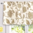 thumbnail image 2 of DriftAway Freda Jacobean Floral Linen Blend Blackout Thermal Insulated Energy Saving Privacy Window Curtain Valance Rod Pocket 2 Layers 24"L x 52"W Plus 2" Header Taupe Beige, 2 of 8