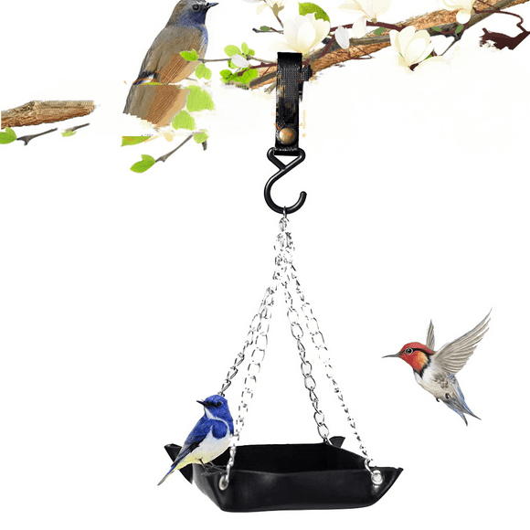 Mangeoire pour Oiseaux Extérieure Suspendue - Plateforme d'Alimentation en PU pour Colibris et Oiseaux Sauvages, Idéale pour la Décoration de Jardin, Station d'Alimentation Durable pour l'Extérieur