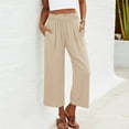 thumbnail image 5 of Hvyesh Women Capri Pants High Waisted Wide Leg Palazzo Trousers Pull On Elastic Smock Waist Loose Wide Leg Pants, 5 of 5