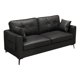 thumbnail image 3 of Sofá de cuero con 2 almohadas, relleno de esponja, sofá de 2 plazas, sofá tapizado impermeable para muebles de sala de estar de oficina interior Negro, 3 of 9