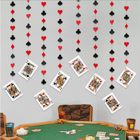 Cheerland 8 Pcs Casino Party Garland Alice in Wonderland Decorations Tea Party Theme Banner Decor for Casino Night Supplies