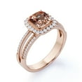 thumbnail image 4 of JeenMata Vintage 1.50 ct Cushion Cut Pink created morganite & Moissanite Halo Wedding Ring in 18K Rose Gold over Silver, 4 of 6