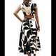 thumbnail image 3 of Vestido de Verano para Mujer, Estampado Floral, Mangas Murciélago Recortadas, Cuello Redondo, Corte A, Cintura Alta, Midi Negro XXL, 3 of 7