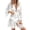 White, variant on Women's Solid Color Lace Overlay Blouse V-Neck Flared Sleeves with Waist Tie See-Through Top