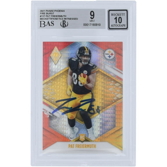 Pat Freiermuth Pittsburgh Steelers Autographed 2021 Panini Phoenix Fire Burst #117 Beckett Fanatics Witnessed Authenticated 9/10 Rookie Card - Fanatics Authentic Certified