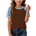 thumbnail image 3 of Asxite Toddler Tops Girls Summer Tops Denim Look Print Crewneck Short Sleeve T Shirt for 4-15 Years, 3 of 5