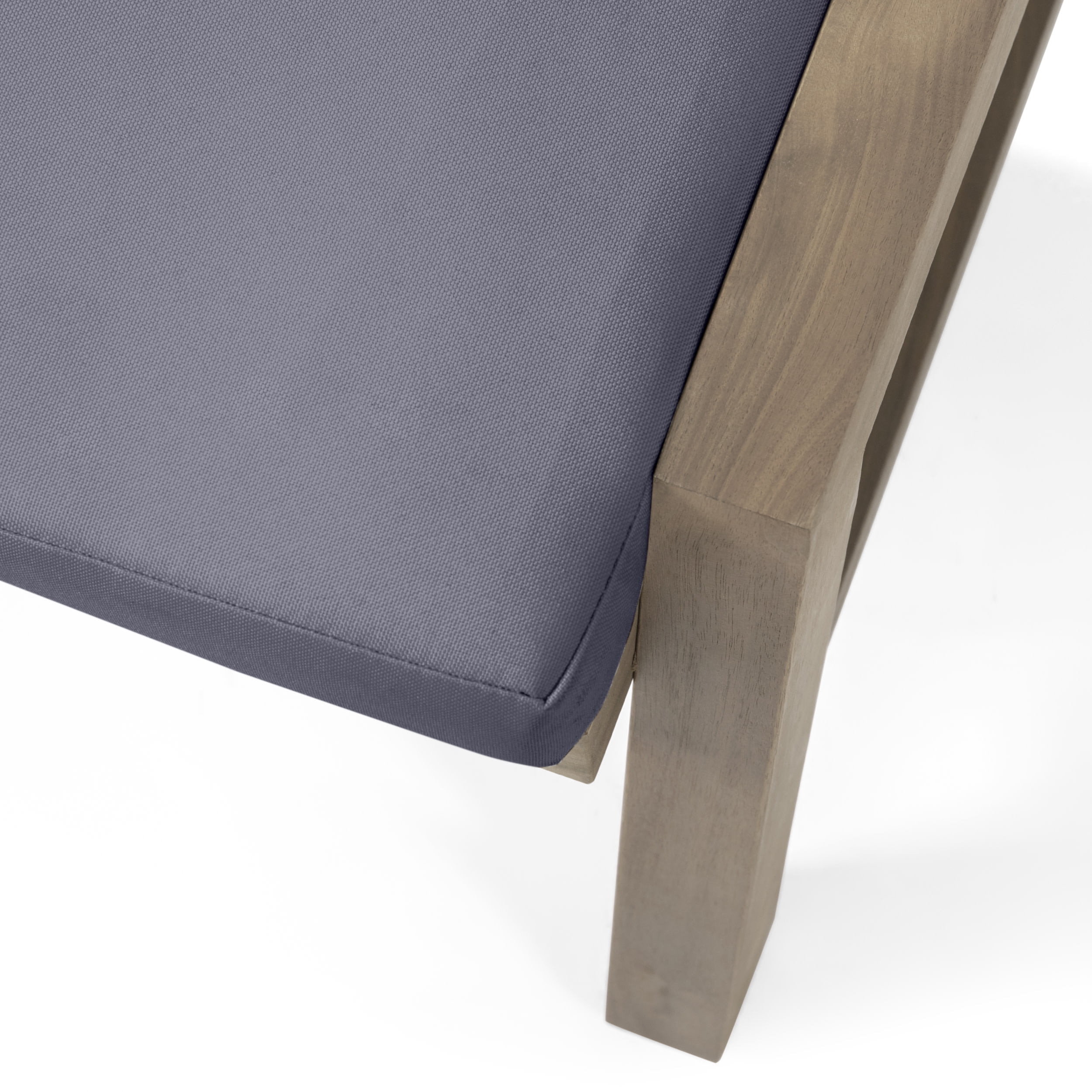 Sasha Acacia Wood Outdoor Ottomans with Cushion, Set of 2, Gray and Dark Gray