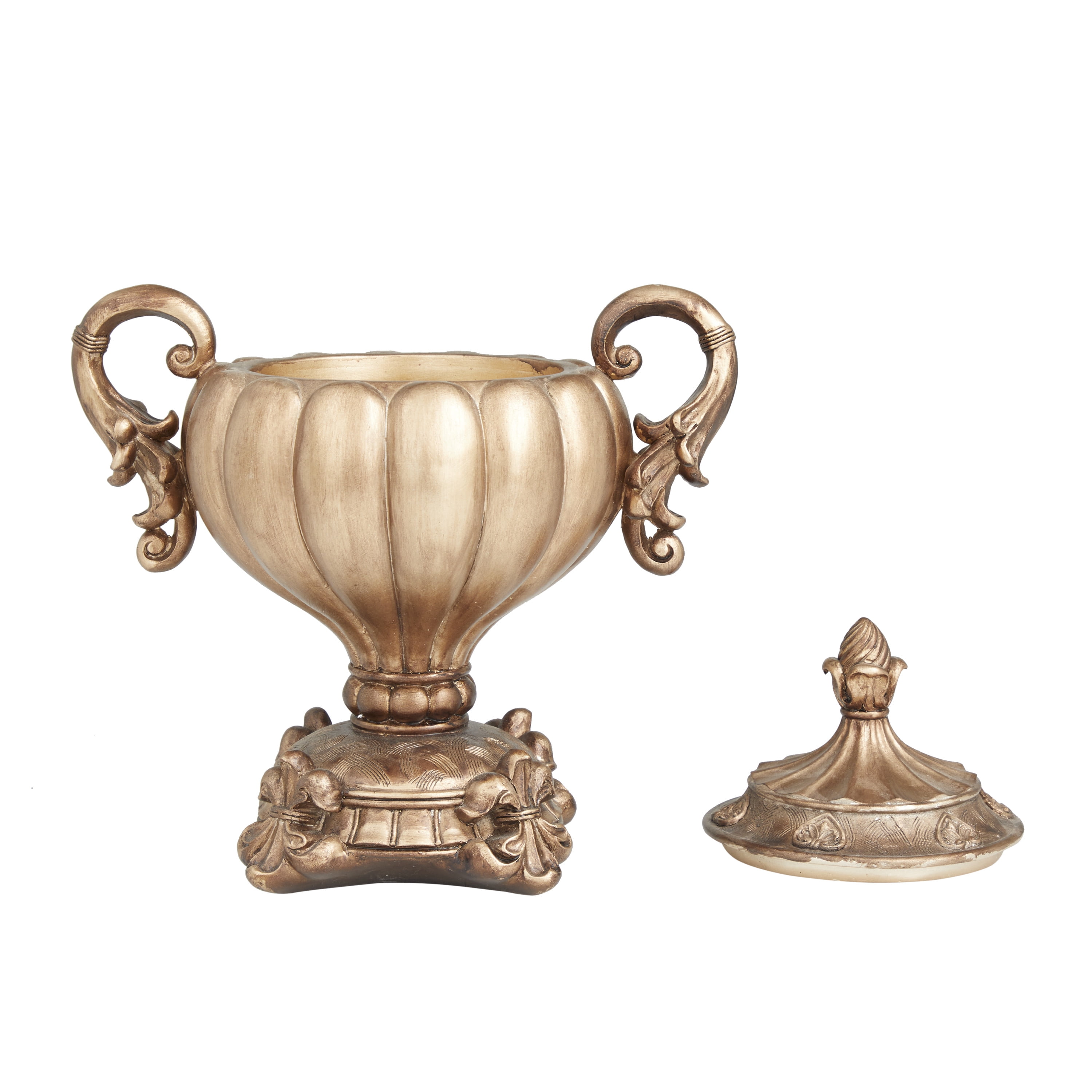 DecMode 12" x 13" Bronze Polystone Decorative Jars, 1-Piece