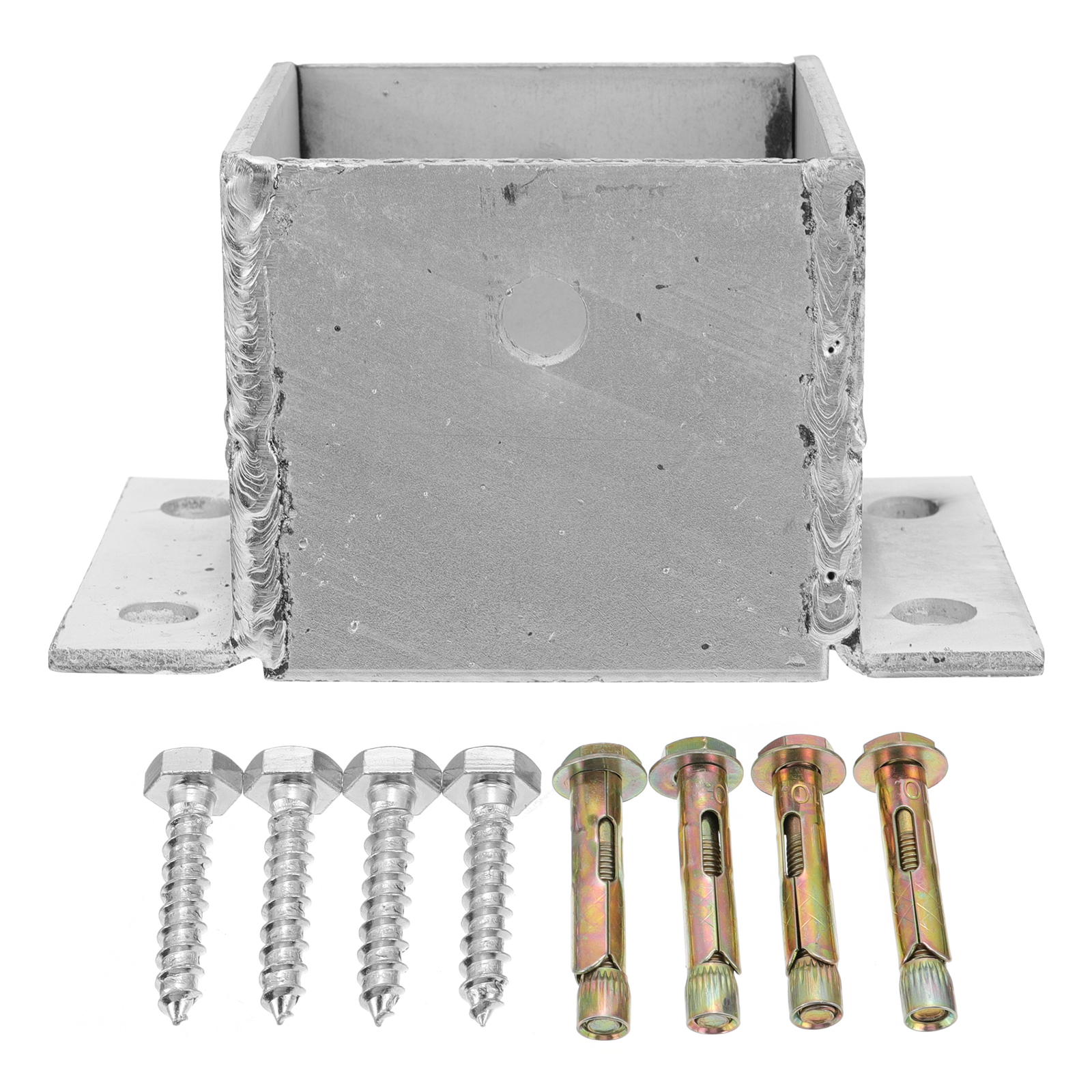 HOMEMAXS Iron Fence Post Base Heavy Duty Fence Post Base Bracket Post