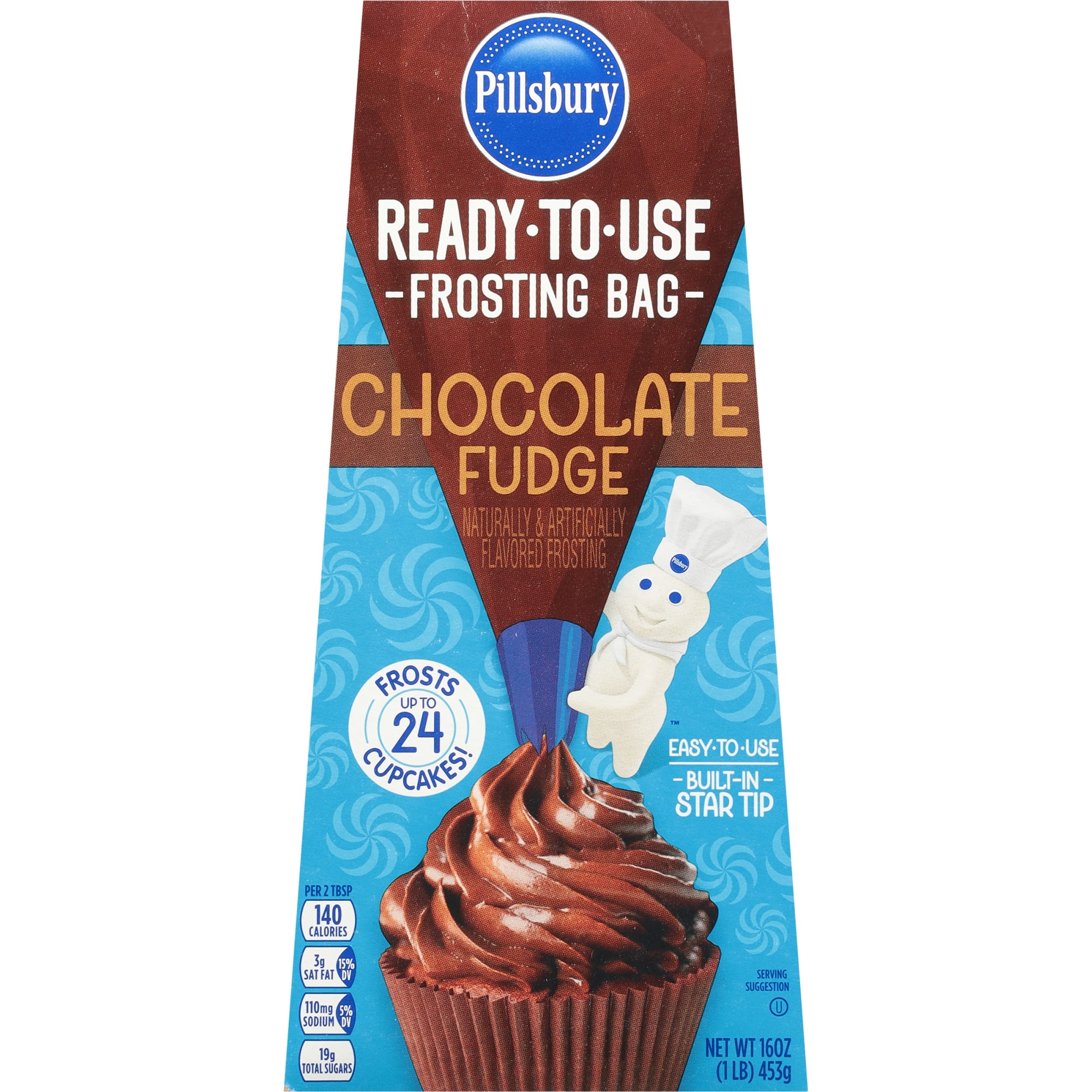 Pillsbury Chocolate Fudge Flavored Ready-to-Use Frosting Bag, 16 oz Bag