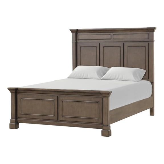 Huder Queen Bed-Panel Molded Headboard and Footboard-Walnut Brown