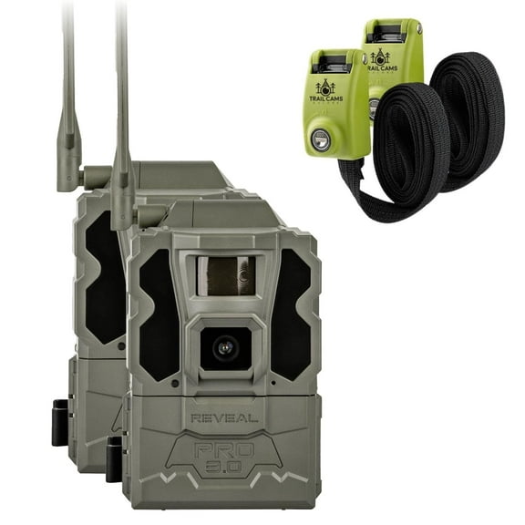 TACTACAM Reveal Pro 3.0 Cellular Trail Camera - Multi-Cellular Network, GPS, 2" LCD, No-Glow IR, Wi-Fi Enabled, HD Photos & 1080p Videos, Long Battery Life, Fast Trigger   Steel Reinforced Straps- 2PK